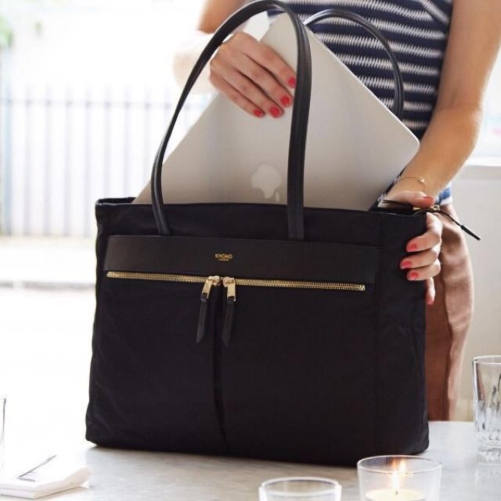 Knomo Grosvenor Place 15” Laptop Tote - Black/Gold